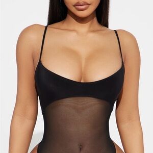Fashion Nova Black Sheer Mesh Bodysuit